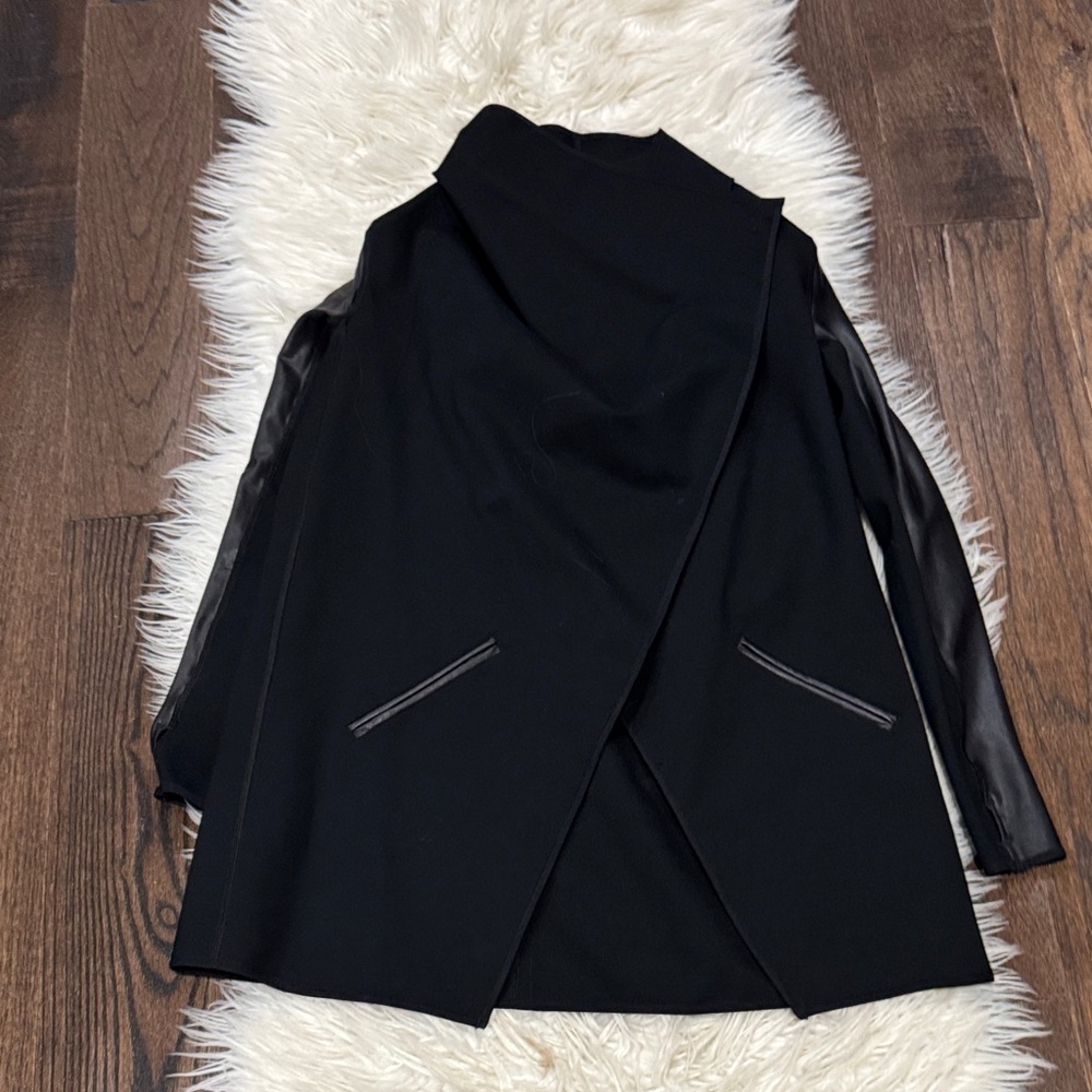 SPANX Drape Front Faux Leather Convertible Jacket